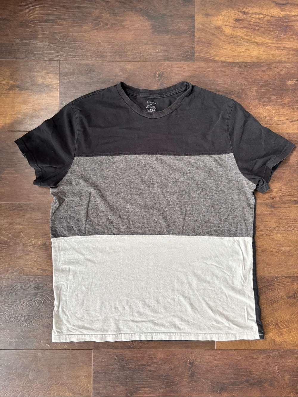George Men's Black, Gray & Cream Colorblock Short Sleeve Tee